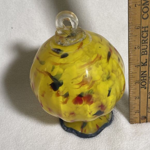 Vtg Unmarked Murano Style Pumpkin Beautiful Art Glass Yellow Red Green Brown - Picture 6 of 7